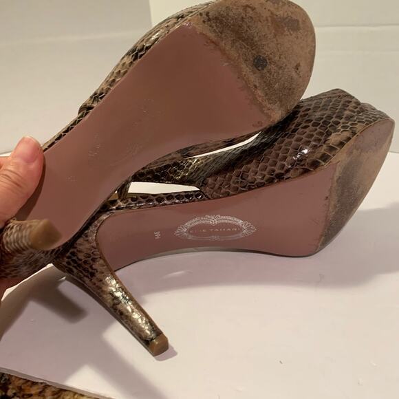 Elie Tahari Womens Brown Snakeskin Peep Toe Shoes Heels Size US 9.5 - Picture 8 of 11
